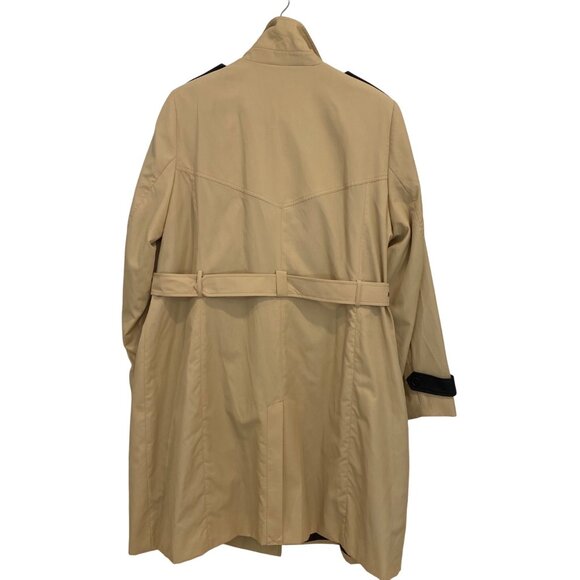 Michel Studio Collection Double-Breasted Trench Coat 2X Tan & Black Epaulettes - Picture 2 of 16